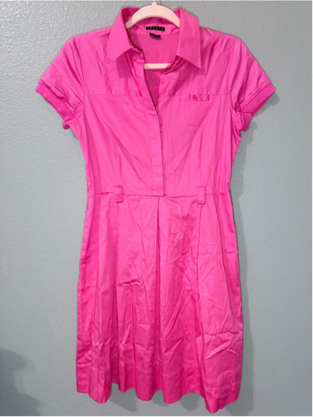 Women's Theory Trena Pink Mini Shirt Cotton Dress Size 6
